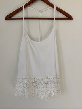 Phanuel White Lace-Trim Spaghetti Strap Cami